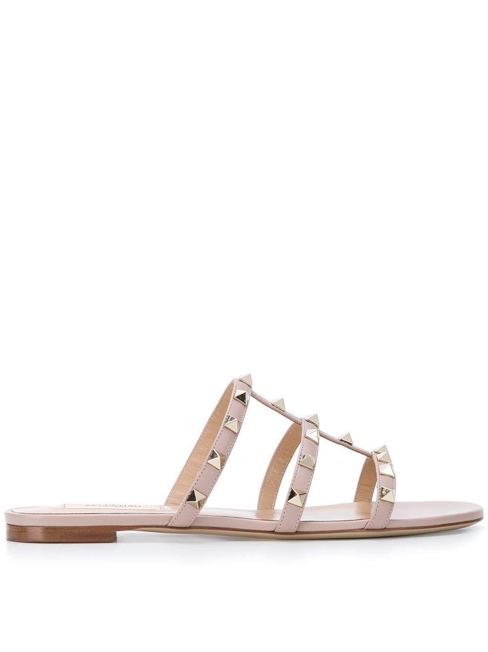 Valentino Garavani Women Rockstud Leather Flat Sandals