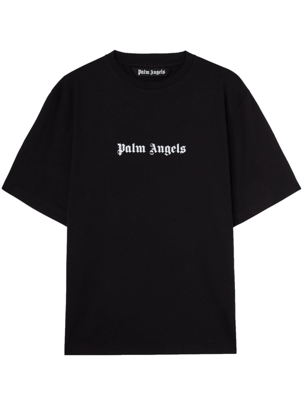 Palm Angels Blue Cotton T-shirt With Palm Print And Logo