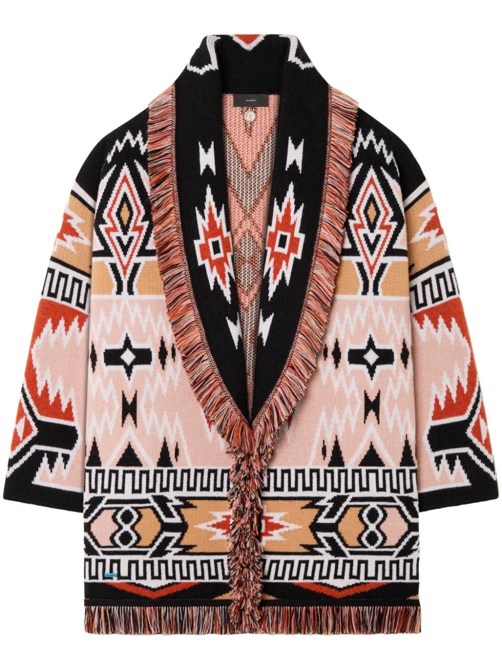 Alanui Geometric Roots Cardigan With Vibrant Fringe Trims