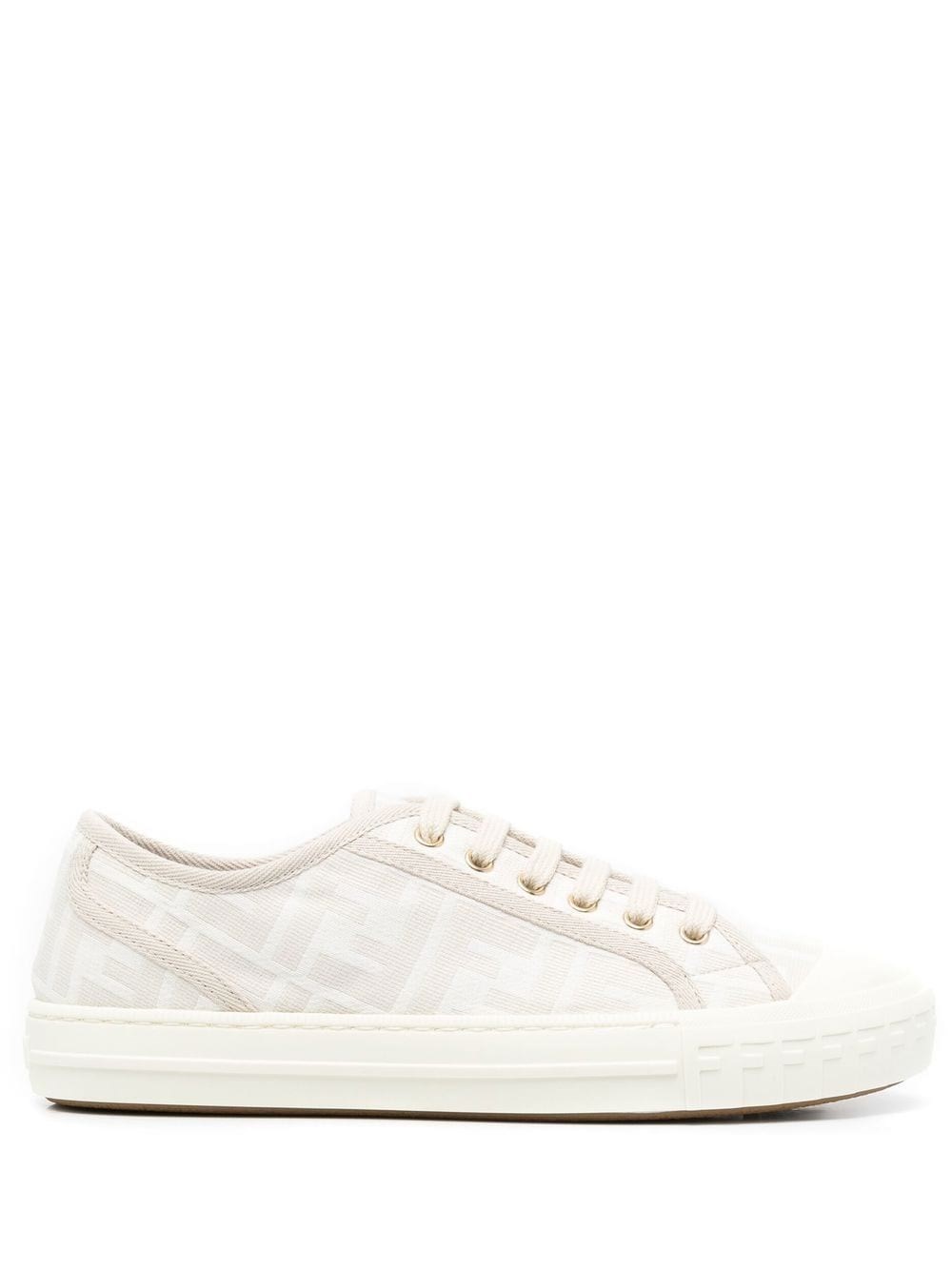 Fendi Women Embroidered Nylon Blend Dominio Sneakers In White