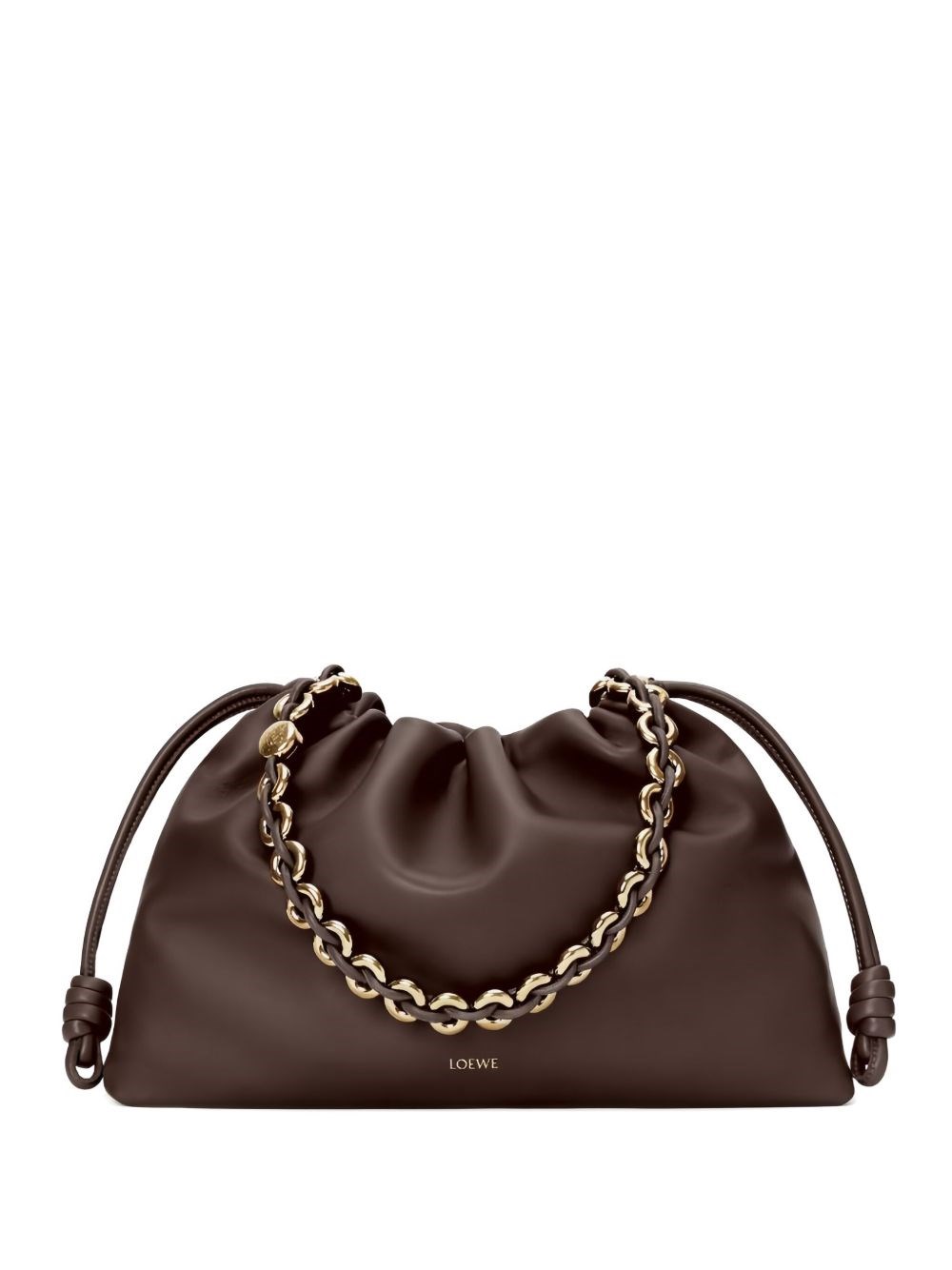Loewe Flamento Large Leather Clutch In Brown