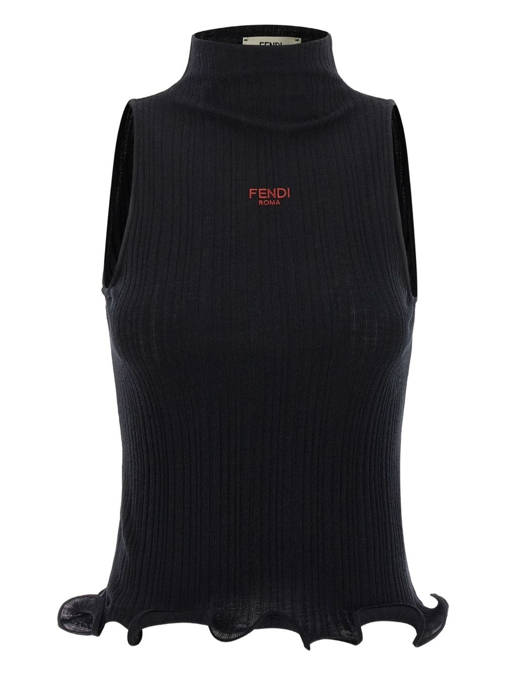 Fendi Wool Turtle-neck Top In Black