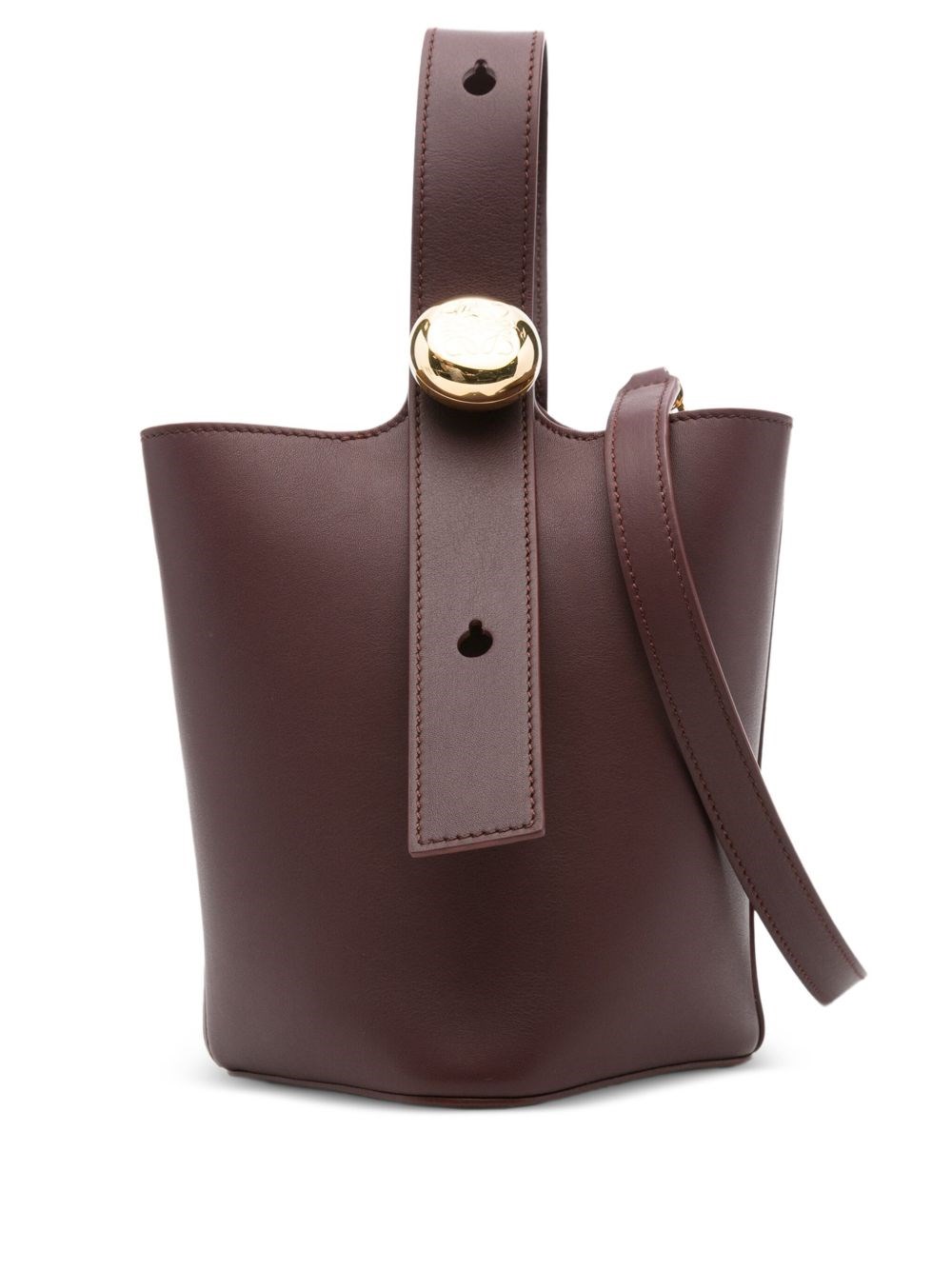 Loewe Pebble Mini Leather Bucket Bag In Red