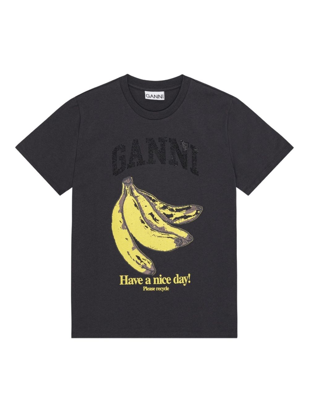 Ganni Crew-neck Cotton T-shirt With Banana Print