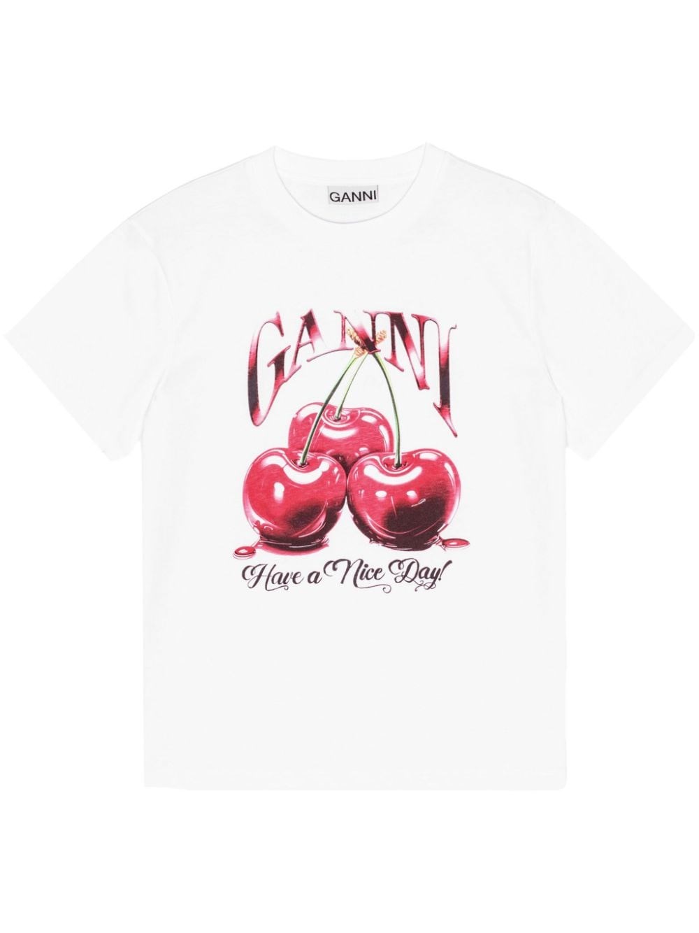 GANNI Cherry Organic Cotton T-Shirt - GANNI - Modalova