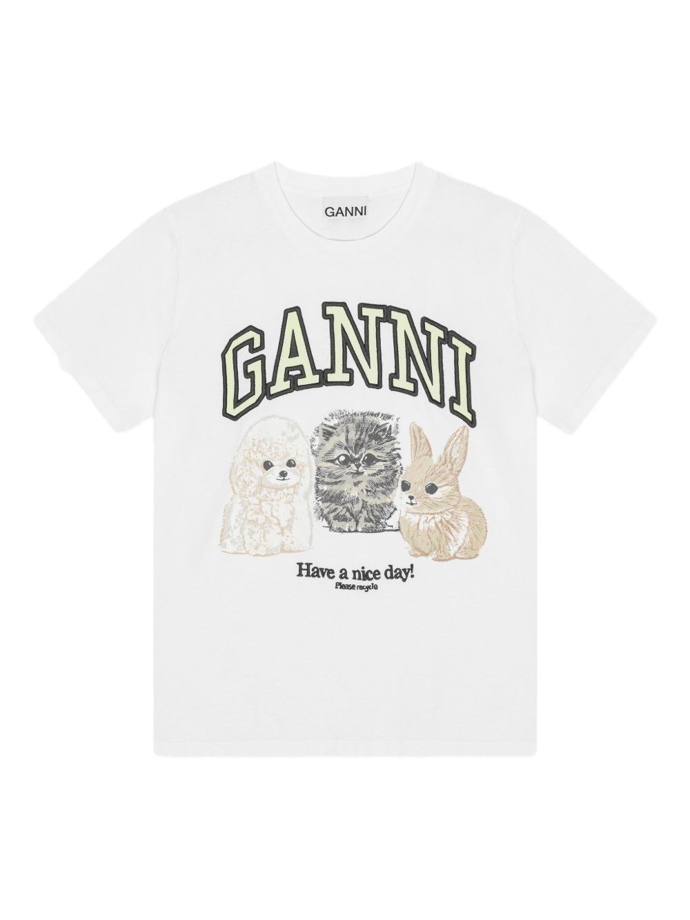 Animals Organic Cotton T-Shirt - GANNI - Modalova