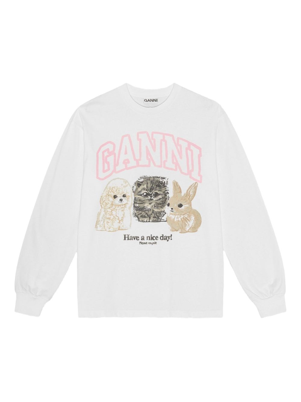 Animals Cotton Crewneck Sweater - GANNI - Modalova