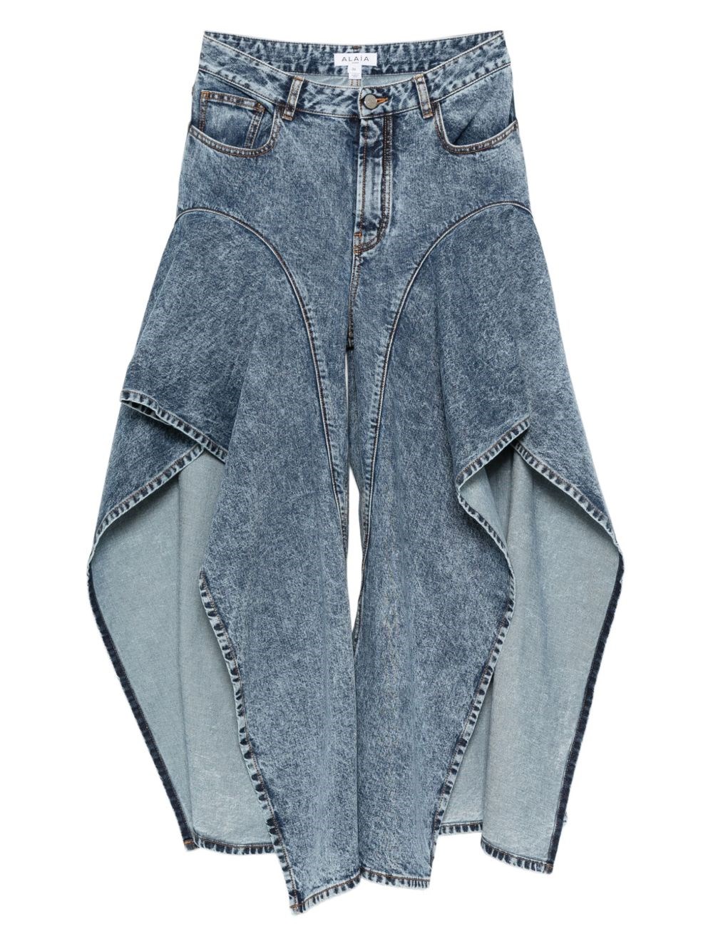 Alaïa Ruffle Denim Jeans In Blue