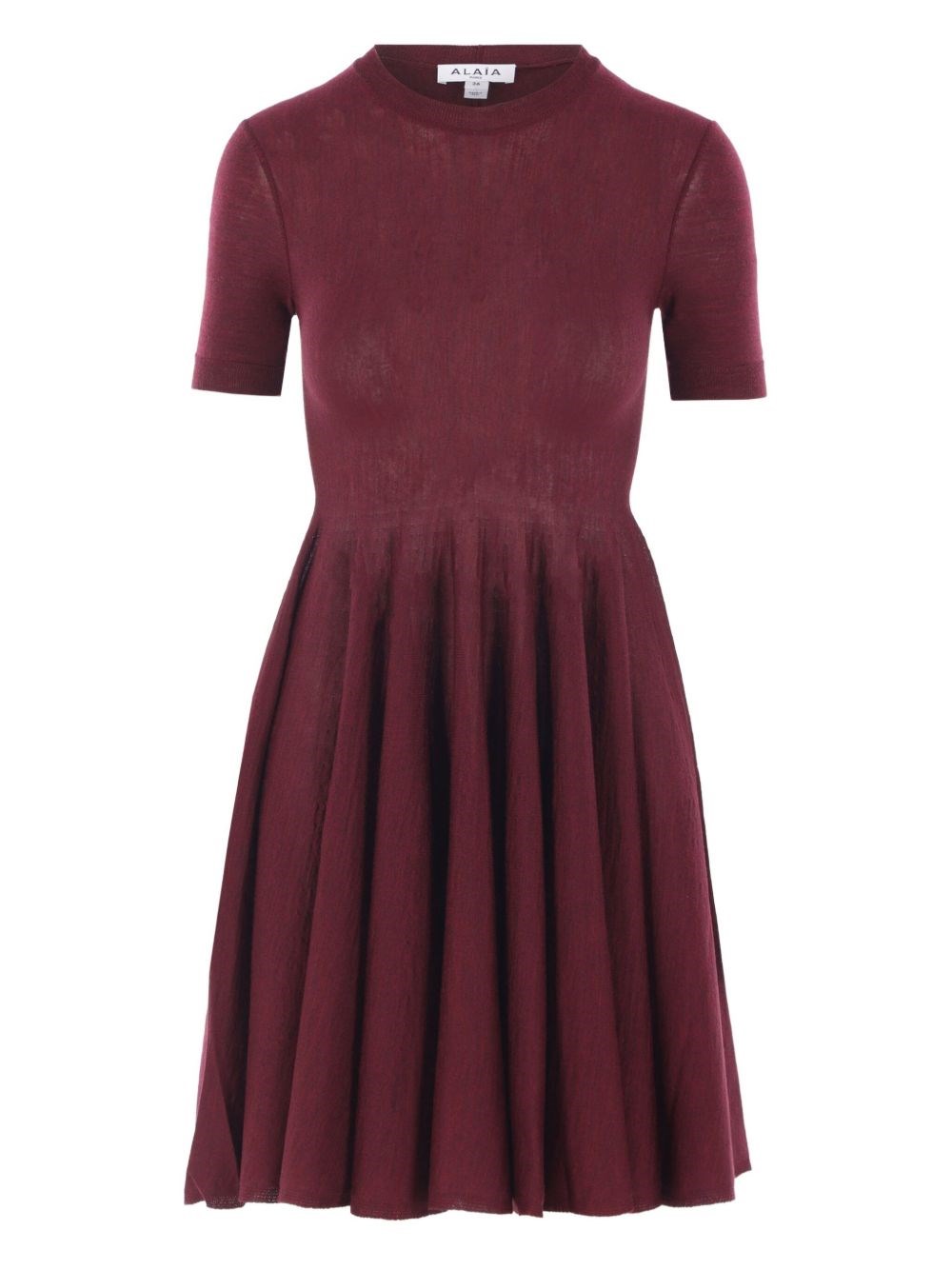 Alaïa Womens Aubergine Skater Flared Wool Mini Dress In Burgundy