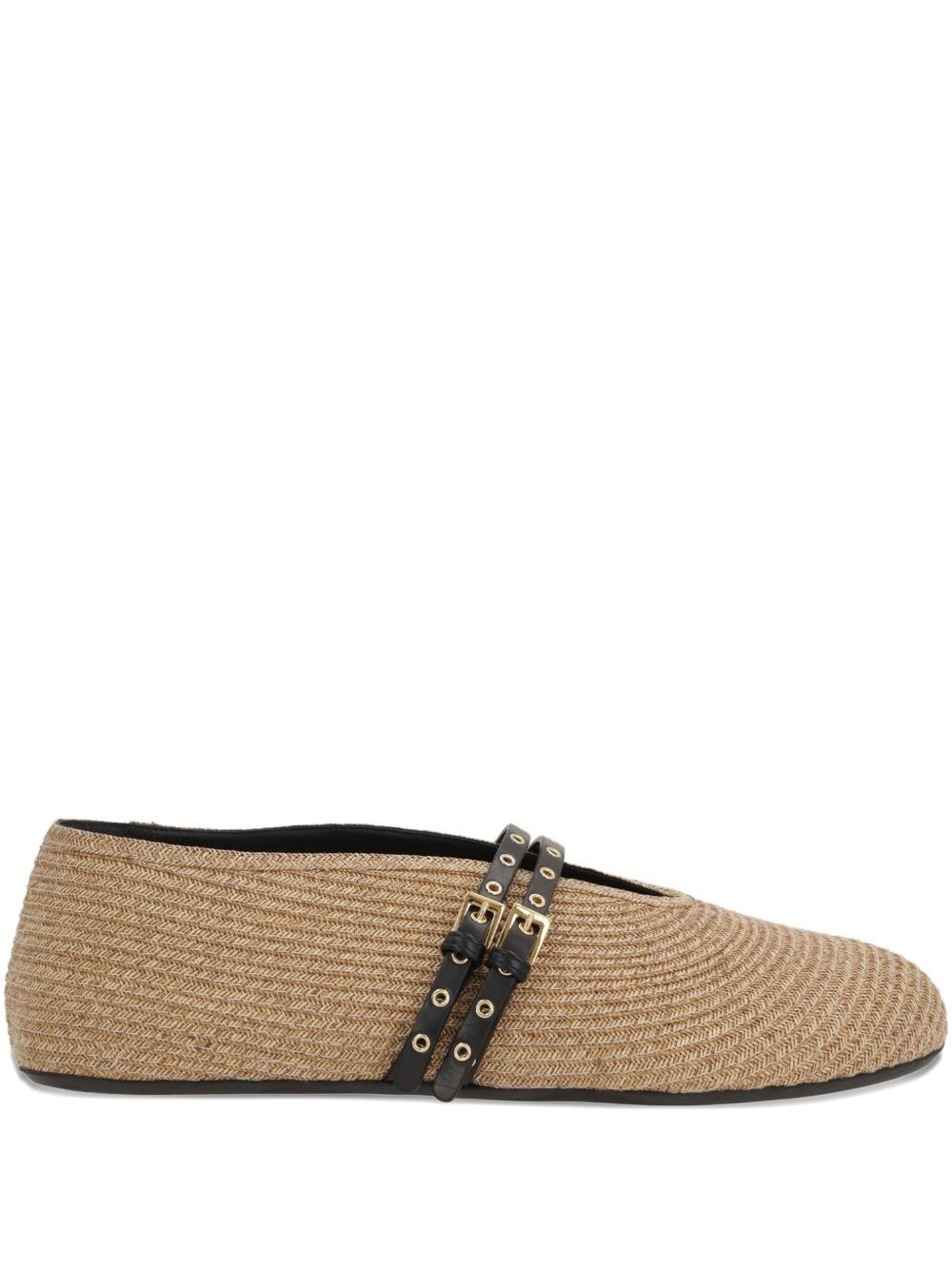 Alaïa Rafia Ballet Flats In Beige