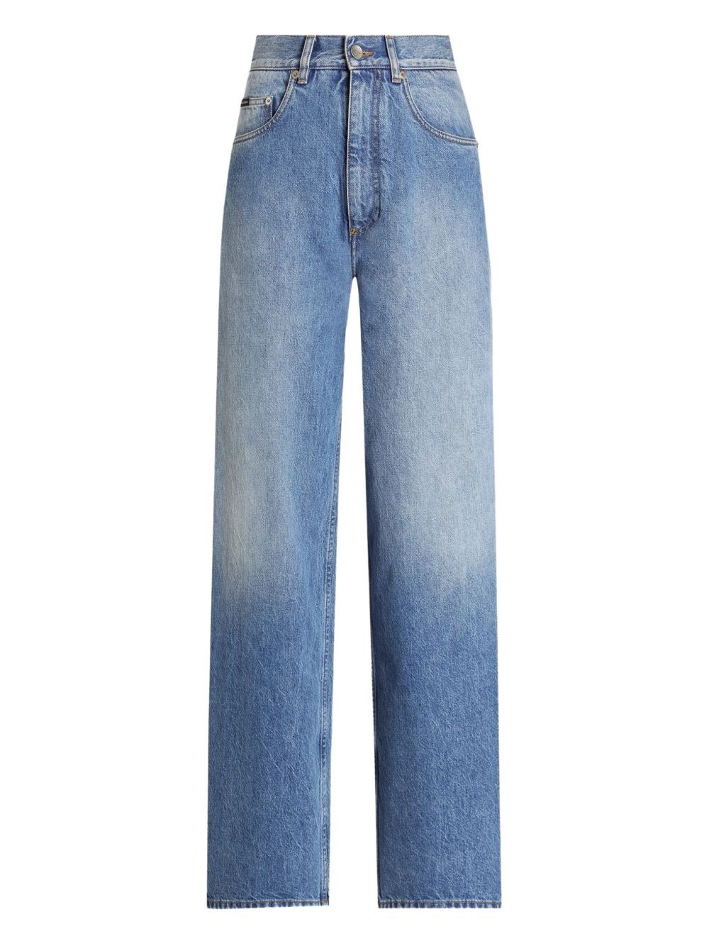 Dolce & Gabbana Blue Five Pocket Jeans With Metallic Logo Patch On The Back In Denim Woman In Blue