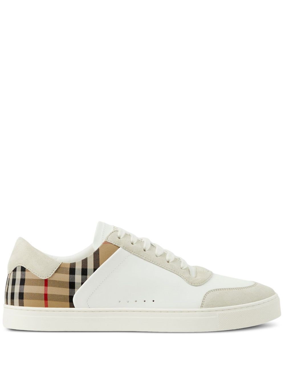 Burberry Men Stevie Leather And Check Canvas Sneakers