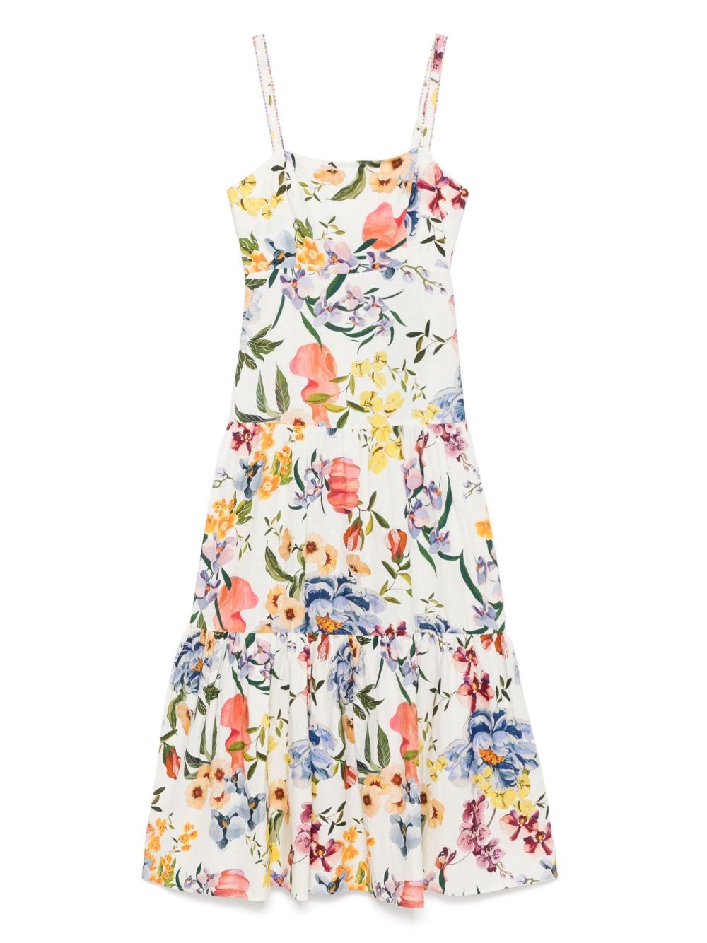 Farm Rio Off-white Greek Garden Lenzing Ecovero Euroflax Maxi Dress