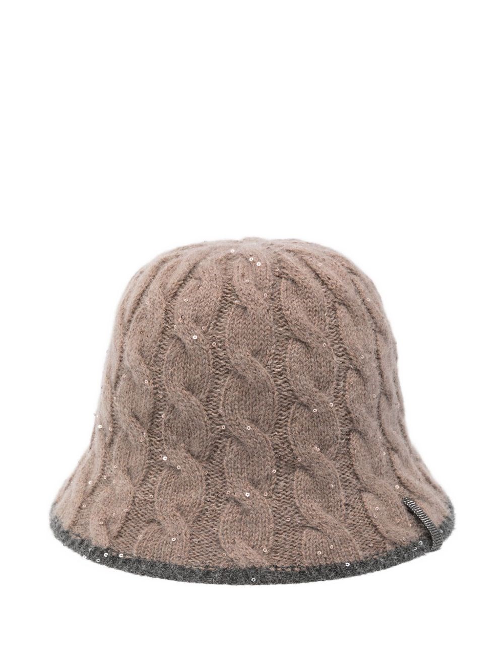 Brunello Cucinelli Textured Knit Cloche Hat Sequined Embellishments In Sand