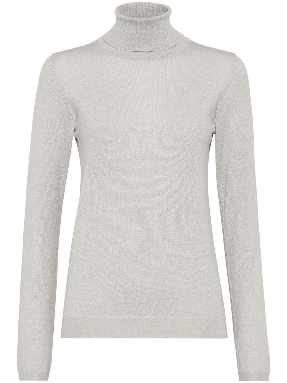 Brunello Cucinelli Cashmere-silk Glitter Turtleneck Sweater In Neutral