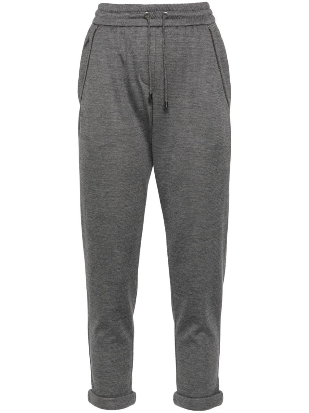Brunello Cucinelli Women Cotton And Silk Blend Trousers In Gray