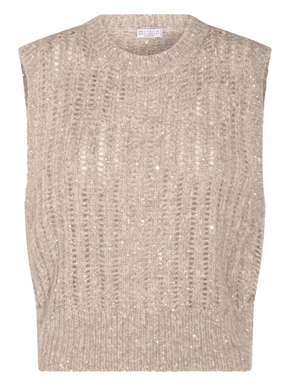 Brunello Cucinelli Cashmere Blend Sequin Embellished Crewneck Knitwear