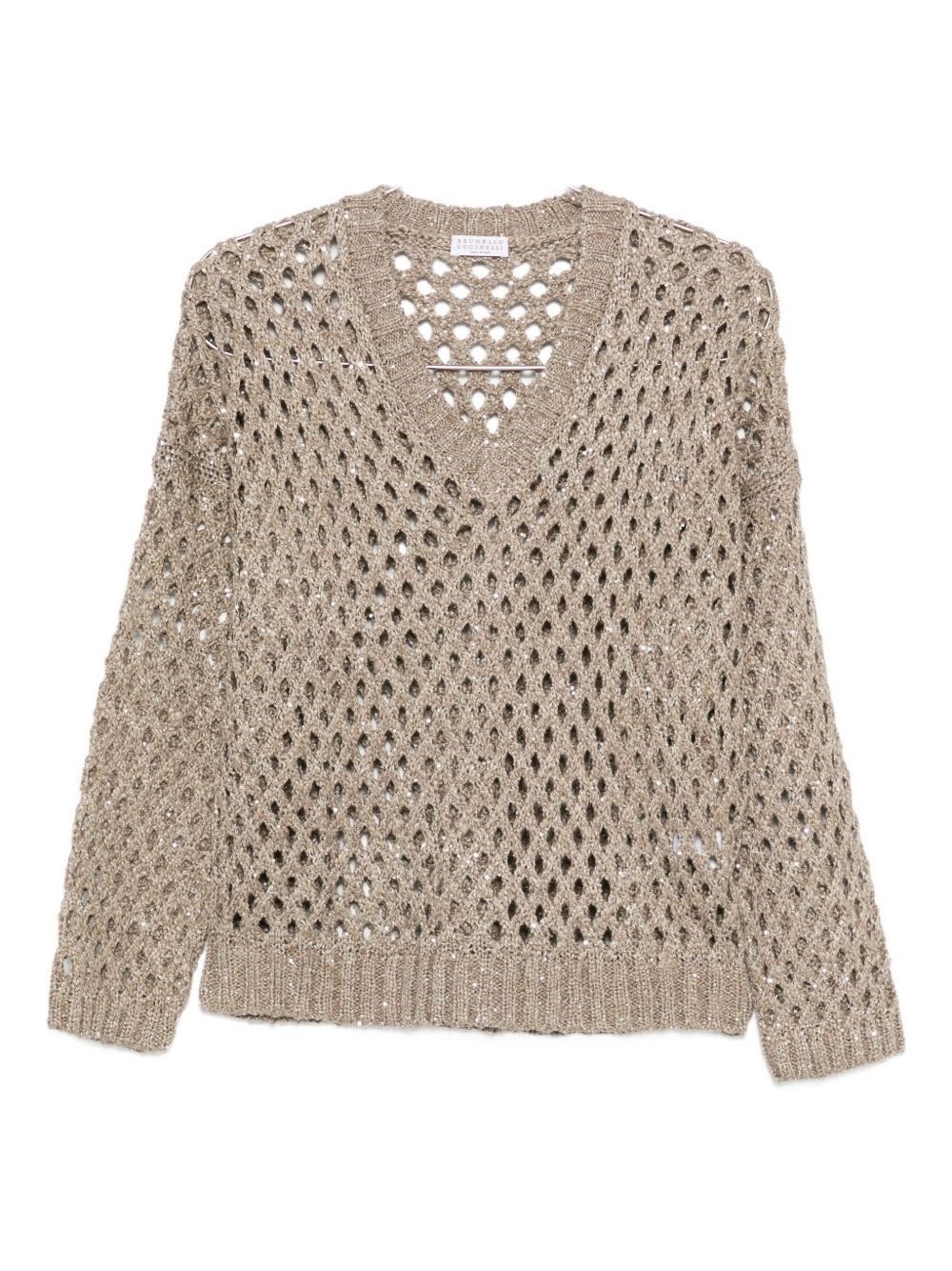Brunello Cucinelli Open-knit V-necked Sweater