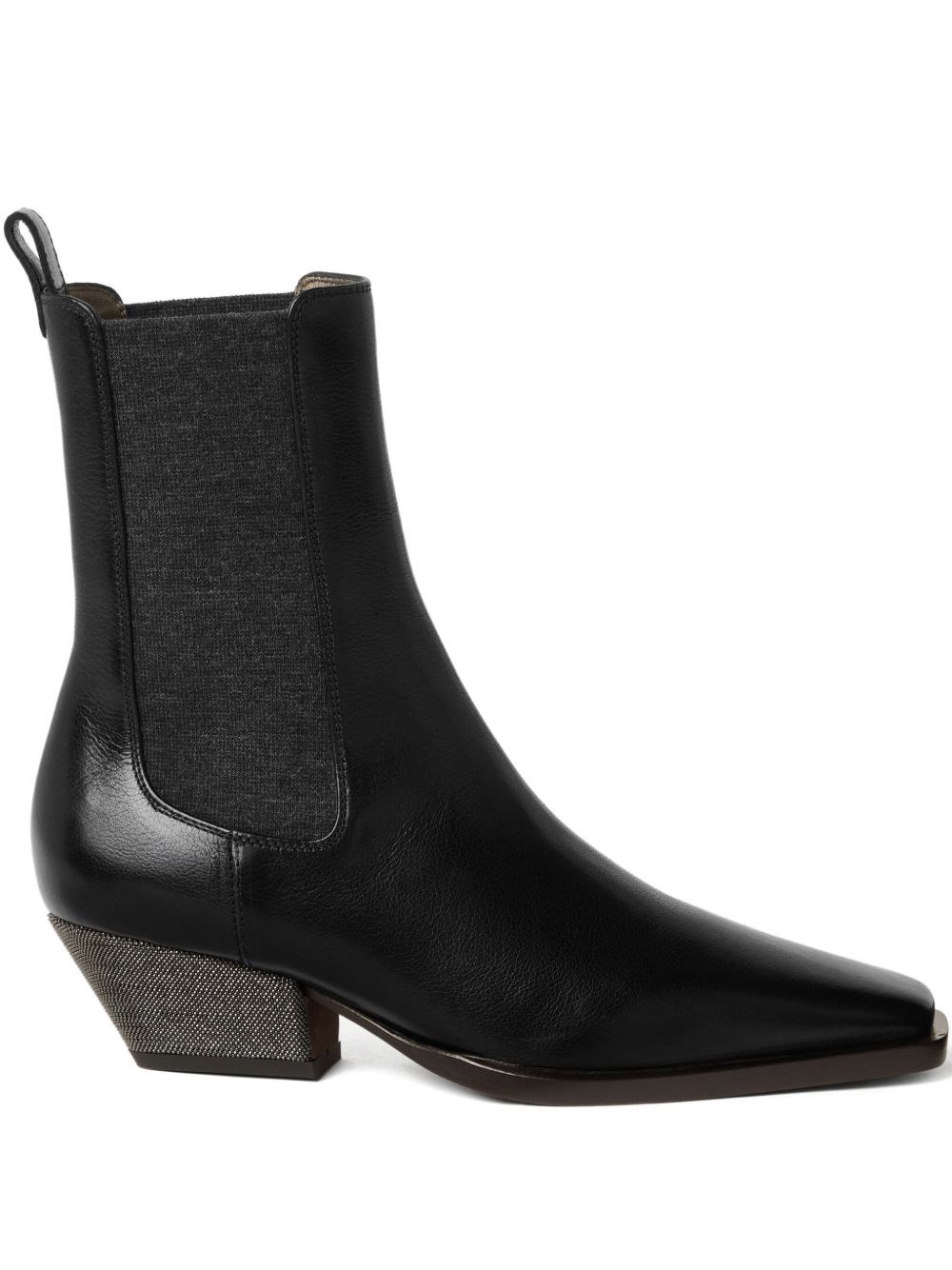 Brunello Cucinelli Leather Chelsea Heeled Boots 50 In Black