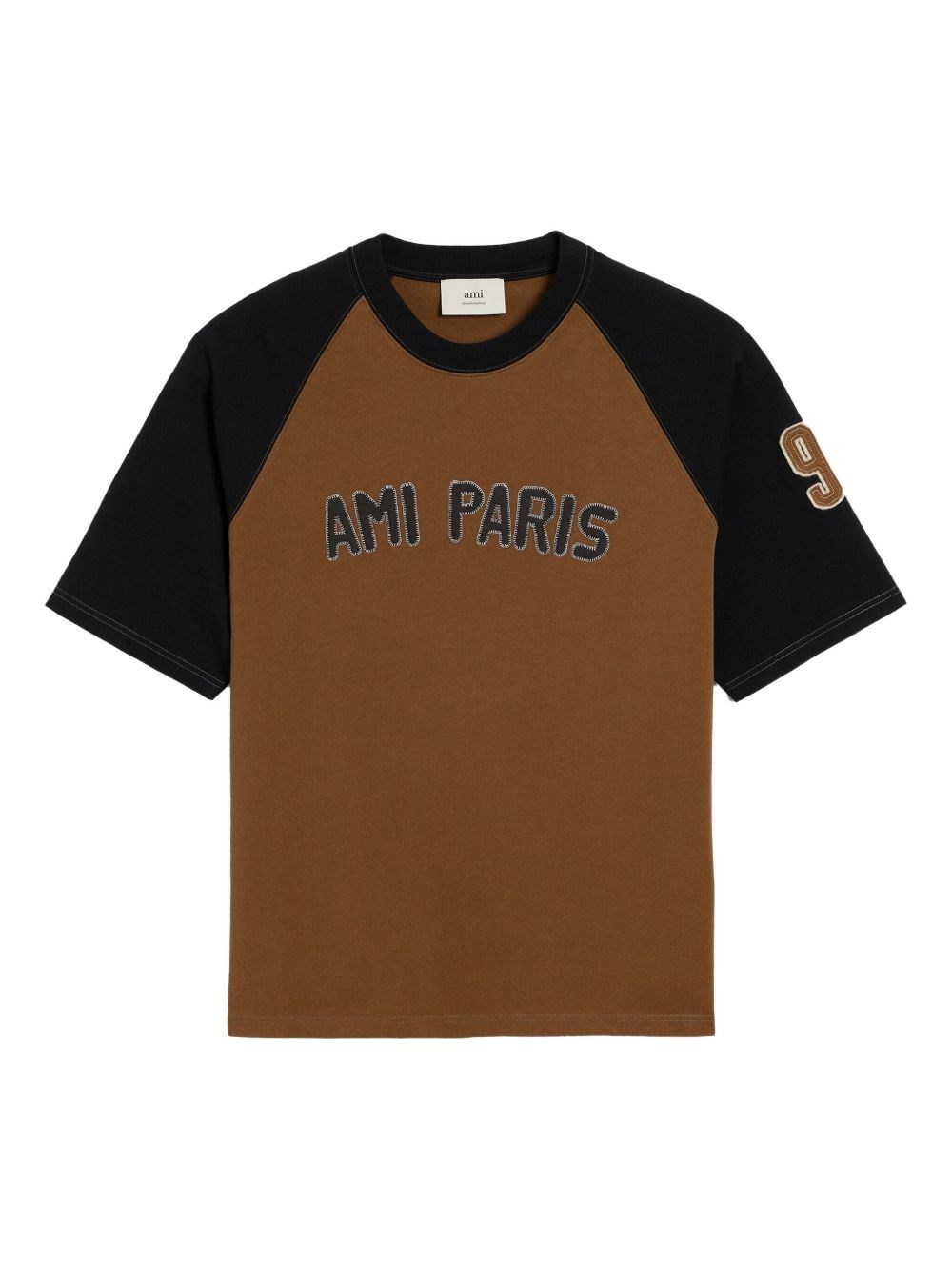 Ami Alexandre Mattiussi Ami Paris Men Cotton Colorblock T-shirt In Brown