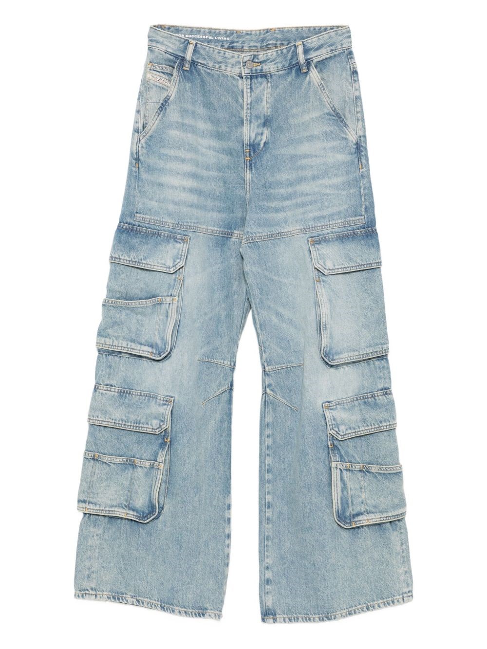 Diesel Utility Cargo Jeans Multiple Pockets In Blue
