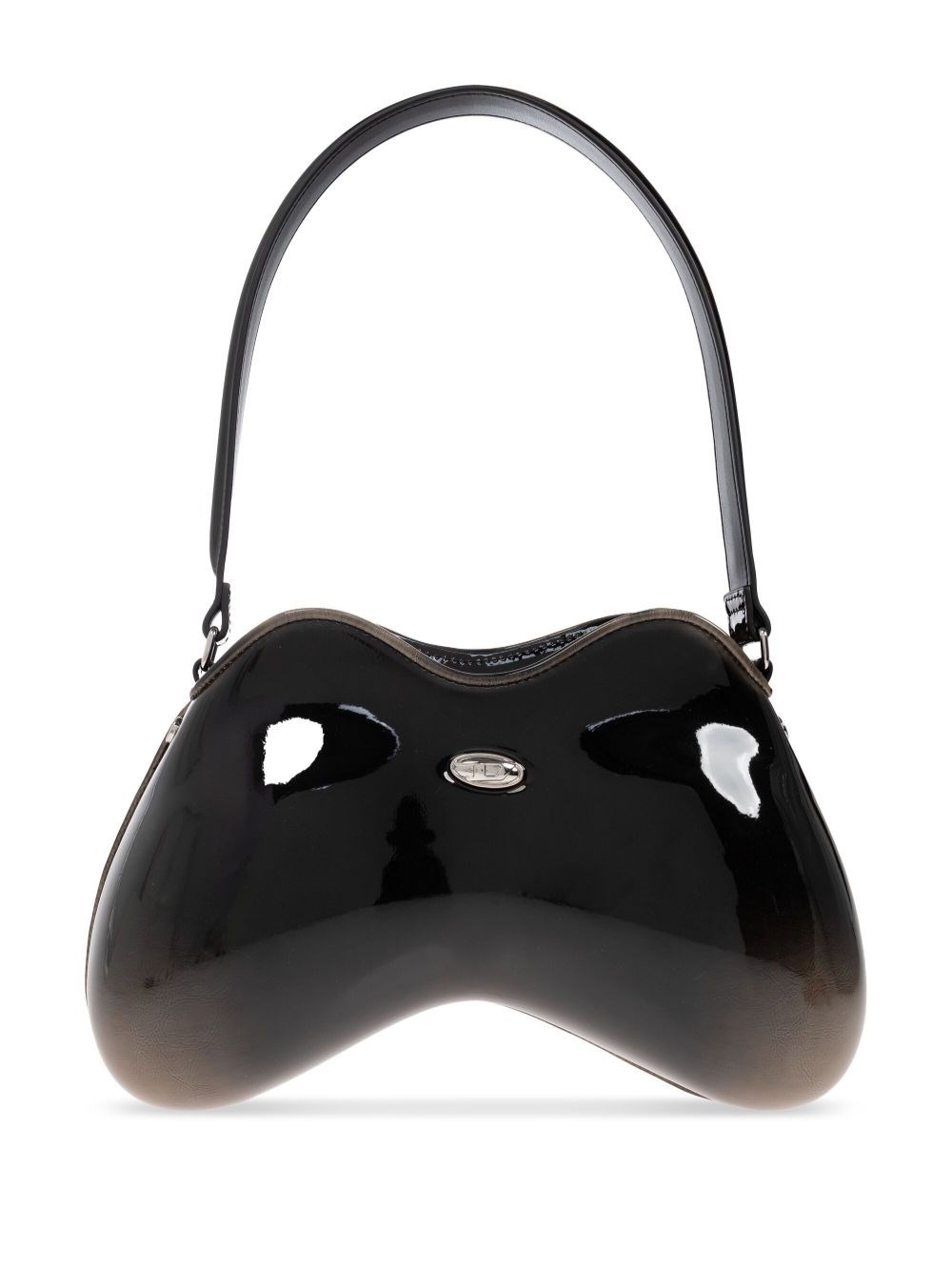Diesel Double D Patent Shoulder Bag In Black