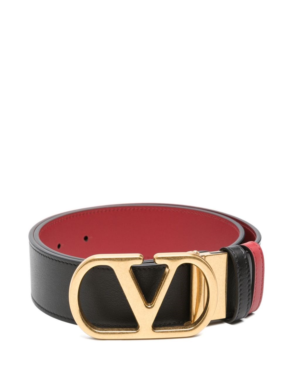 Valentino Garavani Vlogo Signature Leather Reversible Belt In Black