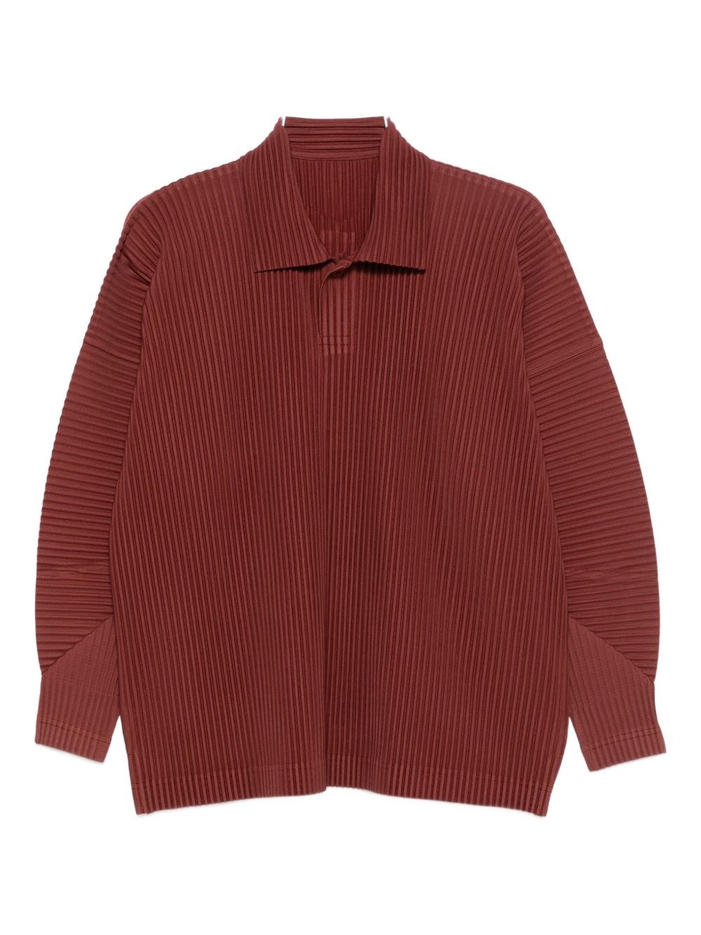 Issey Miyake Homme Plisse'  Men Pleated Polo Shirt In Brown