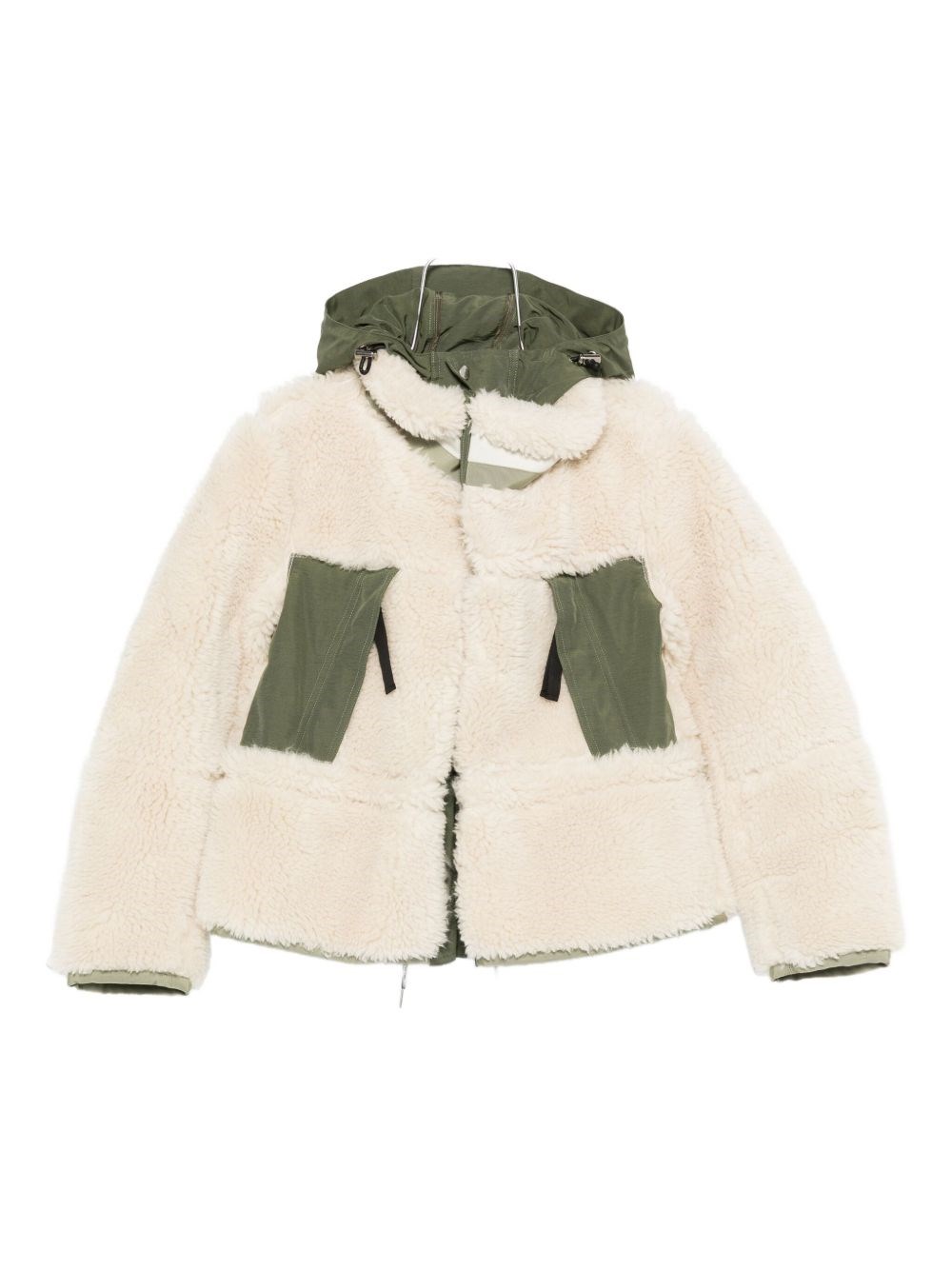 Sacai Shearling Blouson Jacket In Green