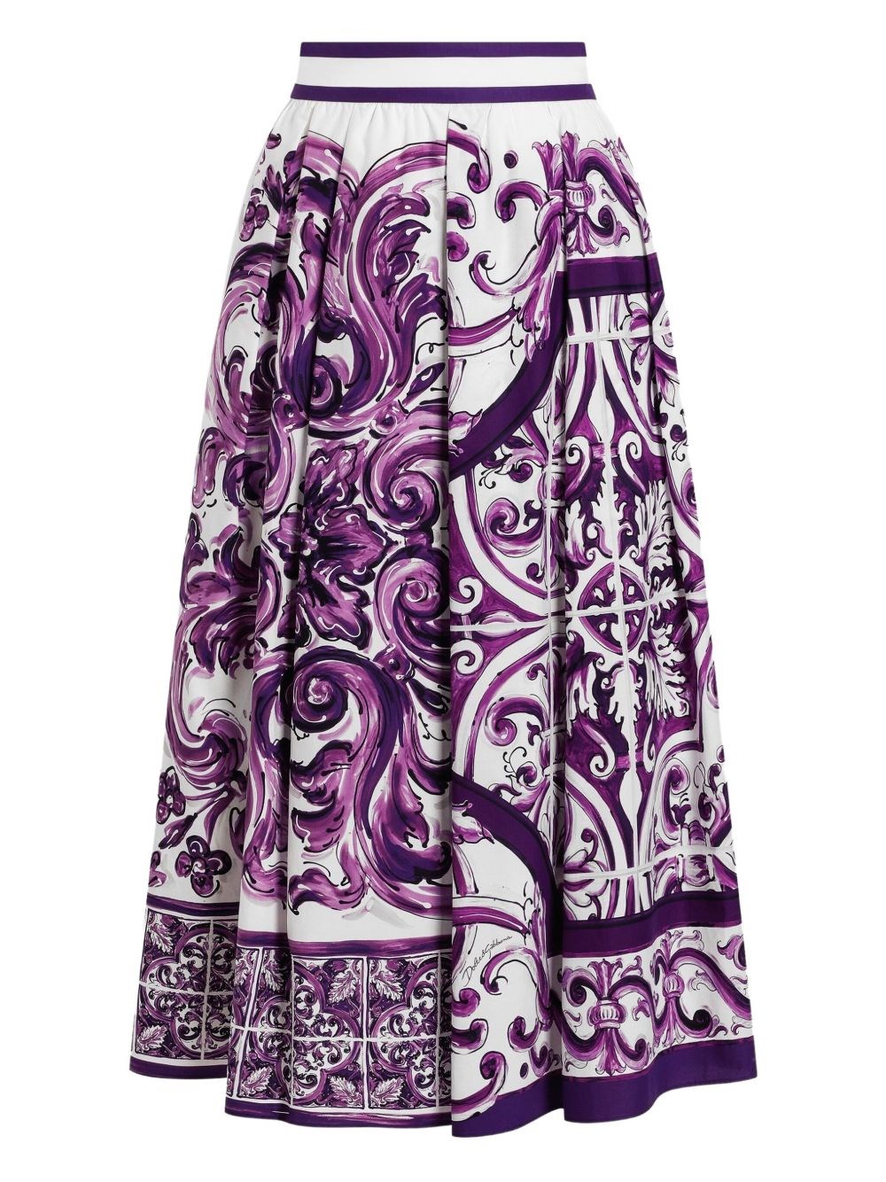 Dolce & Gabbana Maiolica Print Cotton Long Skirt