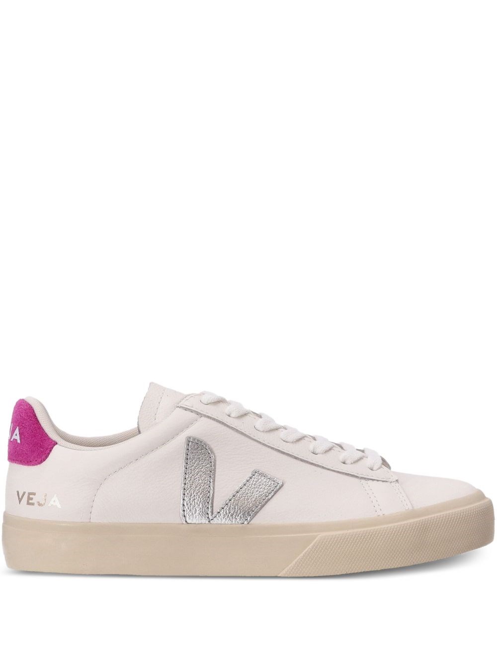 Veja Campo White Low Top Sneakers With Contrasting Heel With Logo Lettering And Logo Patch On The Side In In White