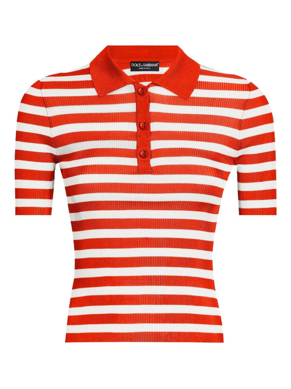 Dolce & Gabbana Red Striped Polo Shirt In Red