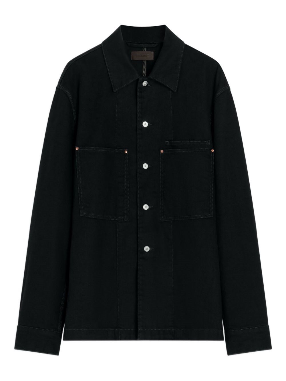 Lemaire Relaxed Fit Denim Shirt Featuring Front Pockets And Long Sleeves In Black
