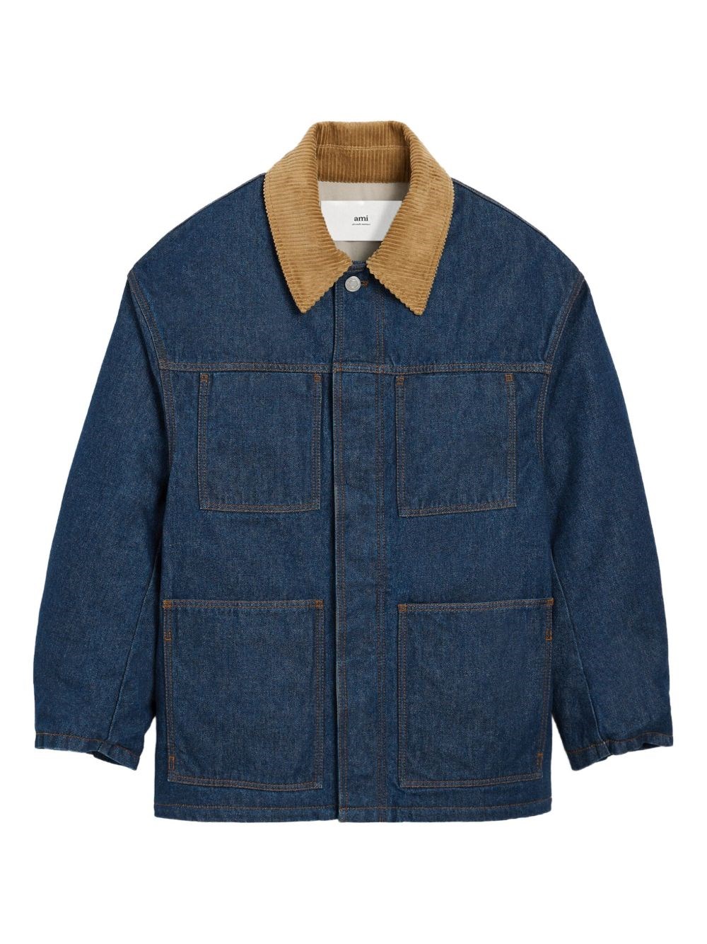 Ami Alexandre Mattiussi Ami Paris Indigo Blue Cotton Padded Worker Jacket In Blue
