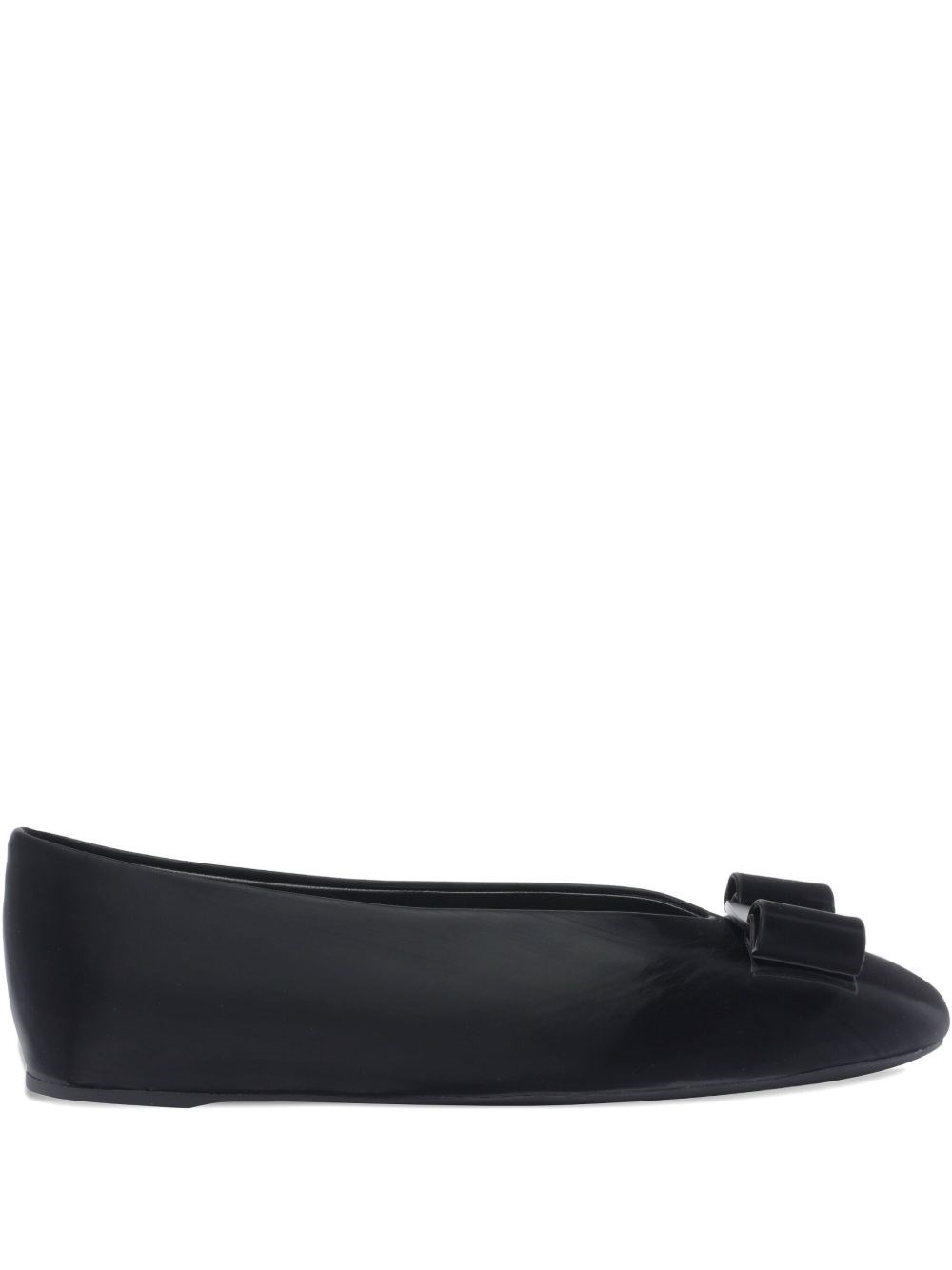 Ferragamo Black Leather Vanna I Ballerinas In Black