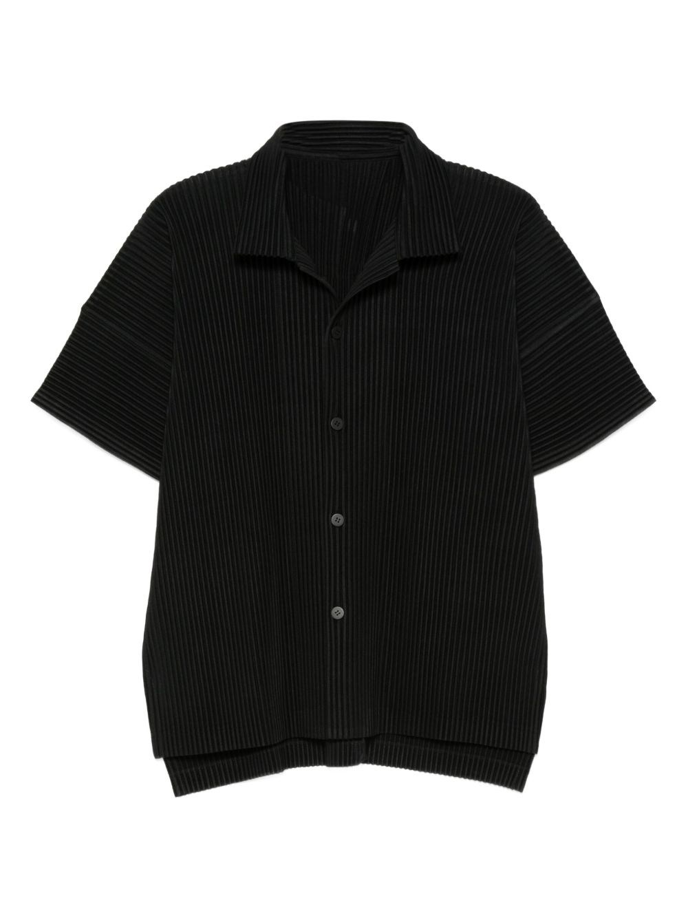 Issey Miyake Homme Plisse'  Pleated Polo Shirt In Black