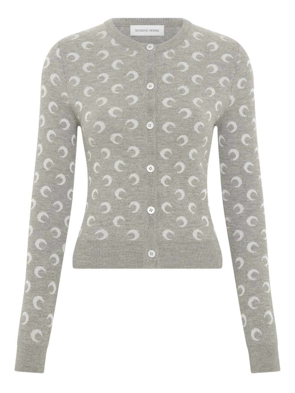 Marine Serre Crescent Moon Pattern Knit Cardigan In Gray