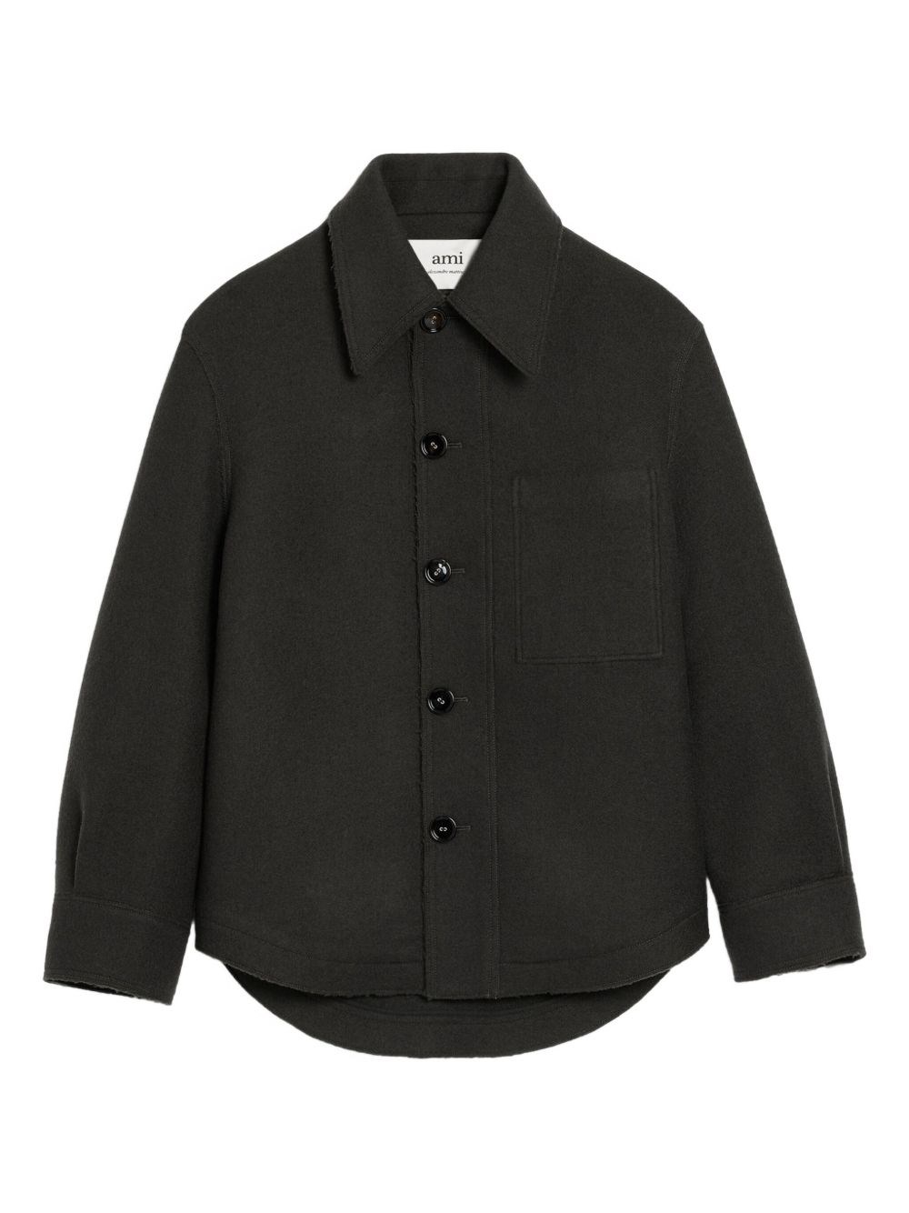 Ami Alexandre Mattiussi Wool Jacket With Long Sleeves And Buttoned Cuffs In Black