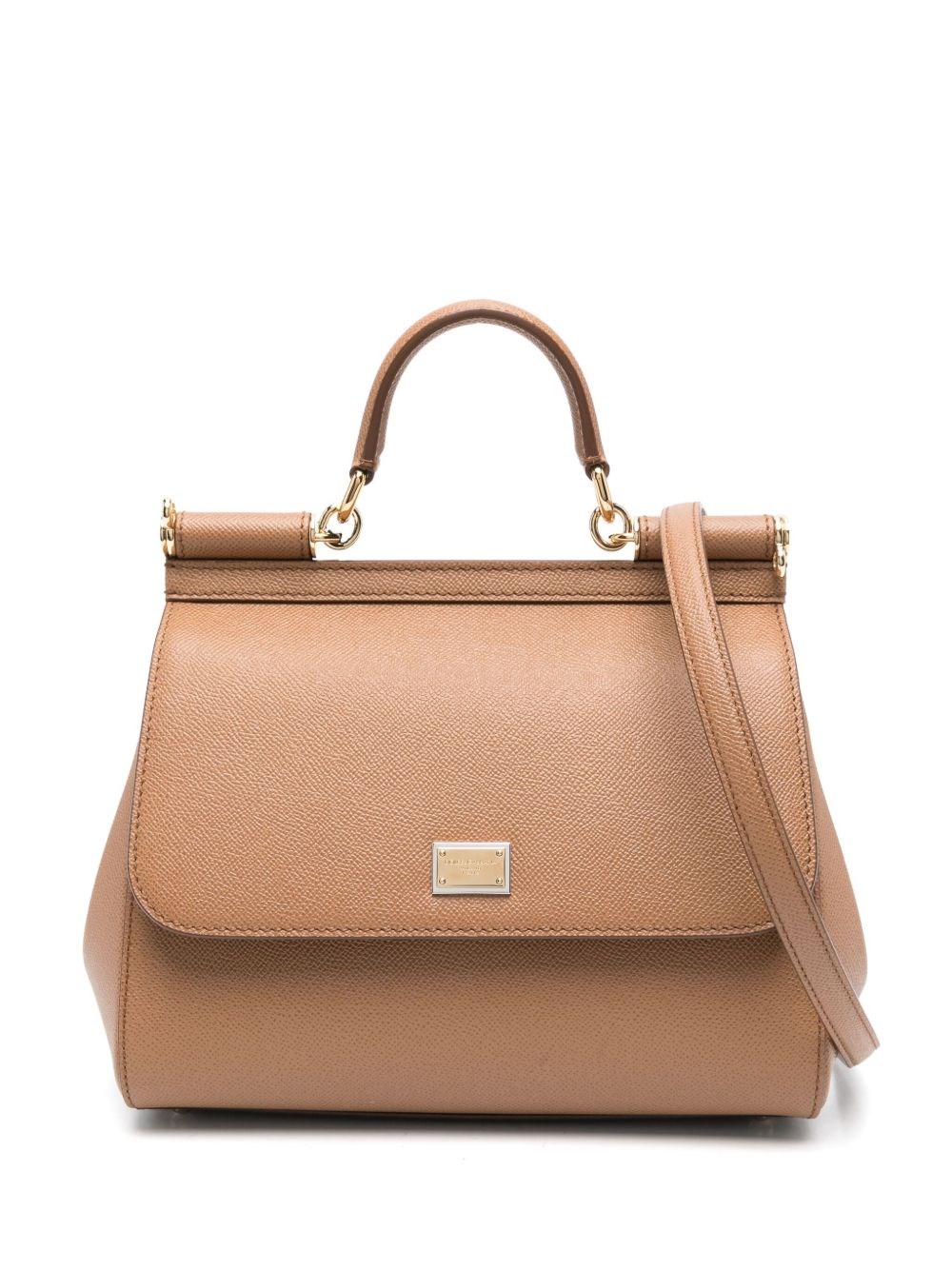 Dolce & Gabbana Sicily Large Leather Handbag In Brown