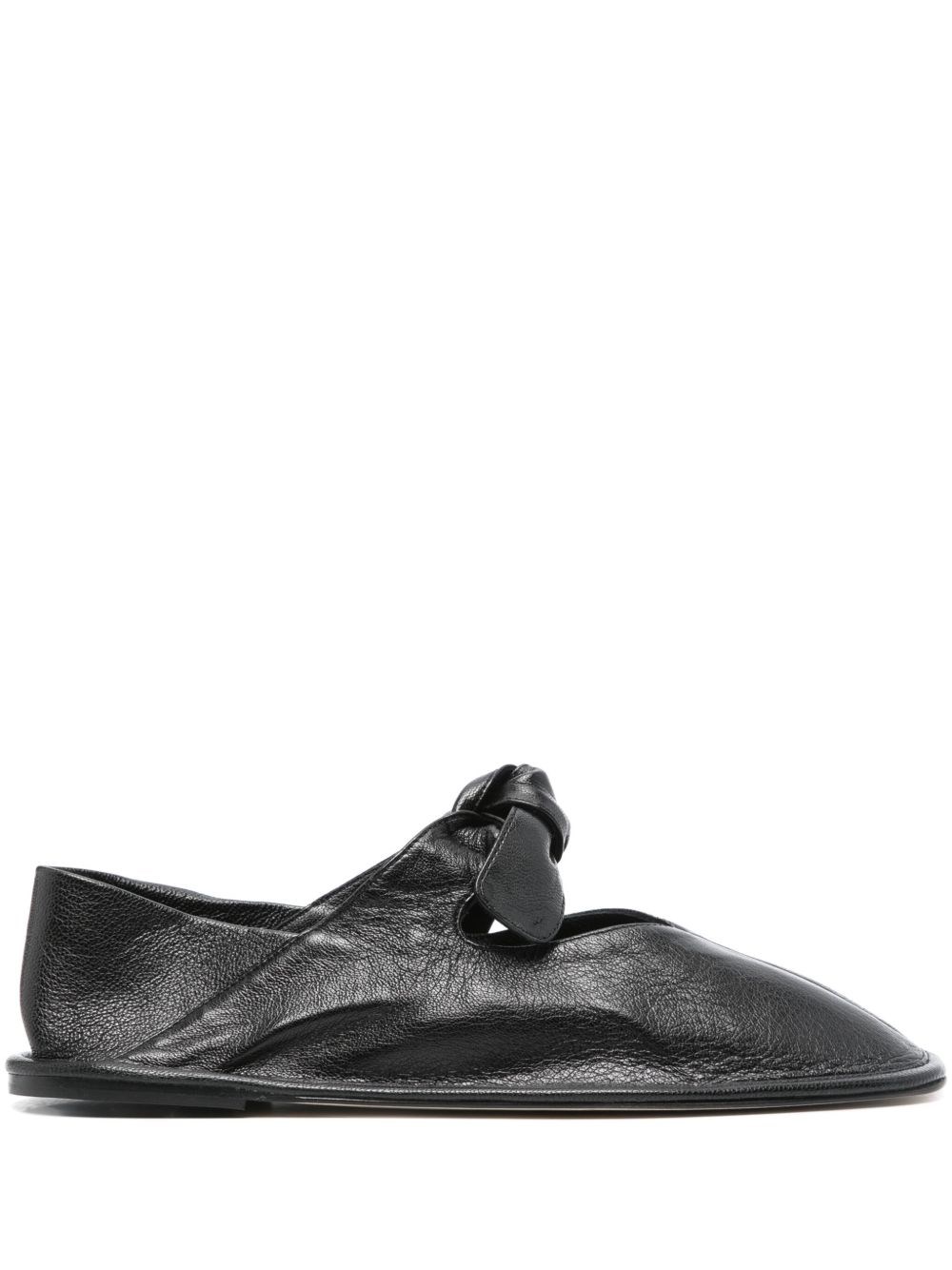Hereu Black Llasada Supple Shiny Ballerina Flats In Black