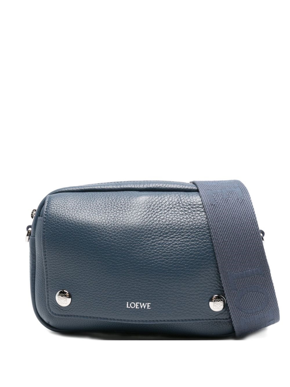 Loewe Small Pebble Messenger Bag In Supple Grained Calfskin In Blue