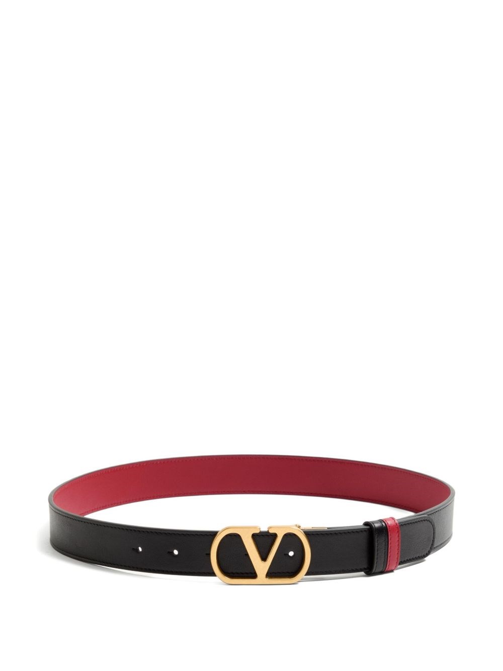 Valentino Vlogo Signature Reversible Shiny Calfskin Belt 30 Mm In Black