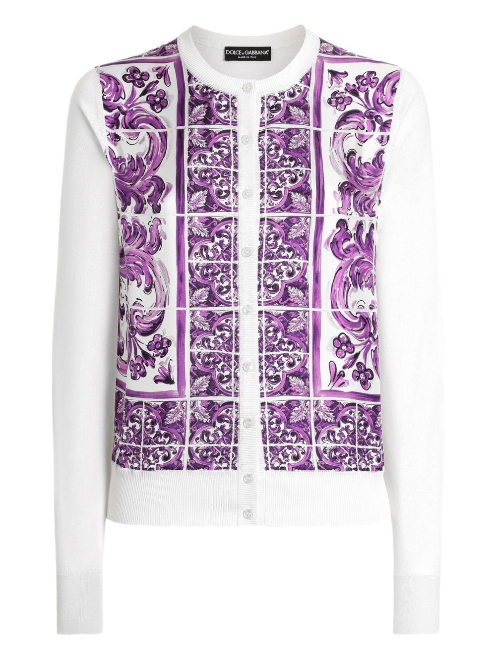 Maiolica Print Silk Cardigan - Dolce & Gabbana - Modalova