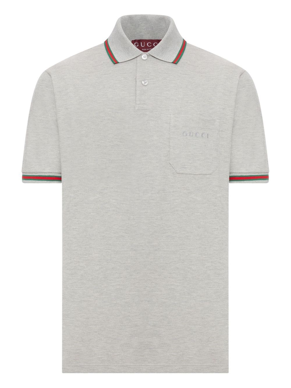 Gucci Cotton Polo Shirt Featuring Web Detail In Gray