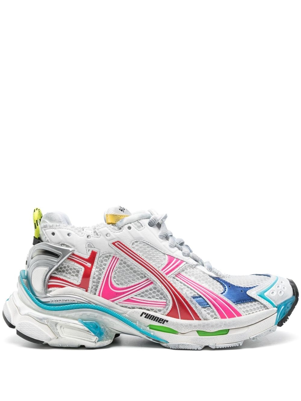 Balenciaga Mesh And Nylon Multicolor Worn-out Effect Runner Sneakers Shoes