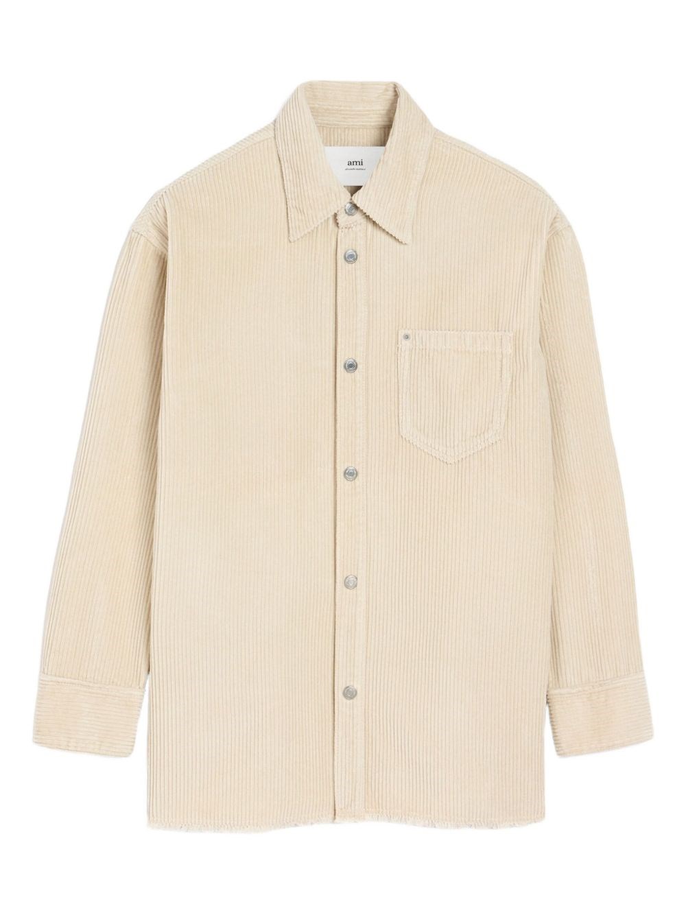 Ami Alexandre Mattiussi White Cotton Corduroy Side Slit Overshirt White In Neutral