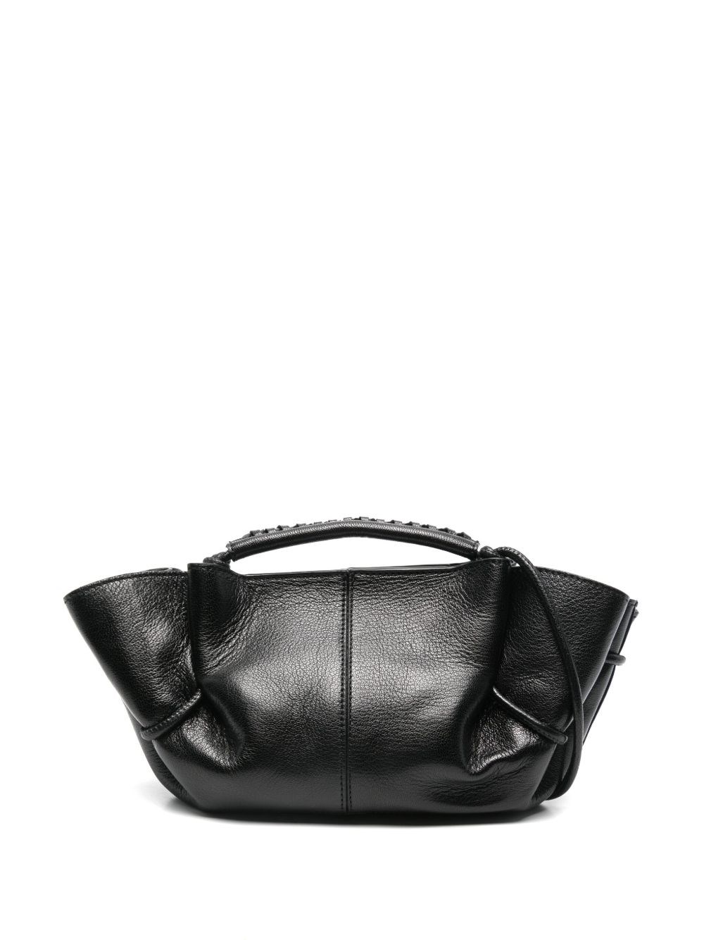Hereu Mini Leather Handbag With Adjustable Shoulder Strap In Black