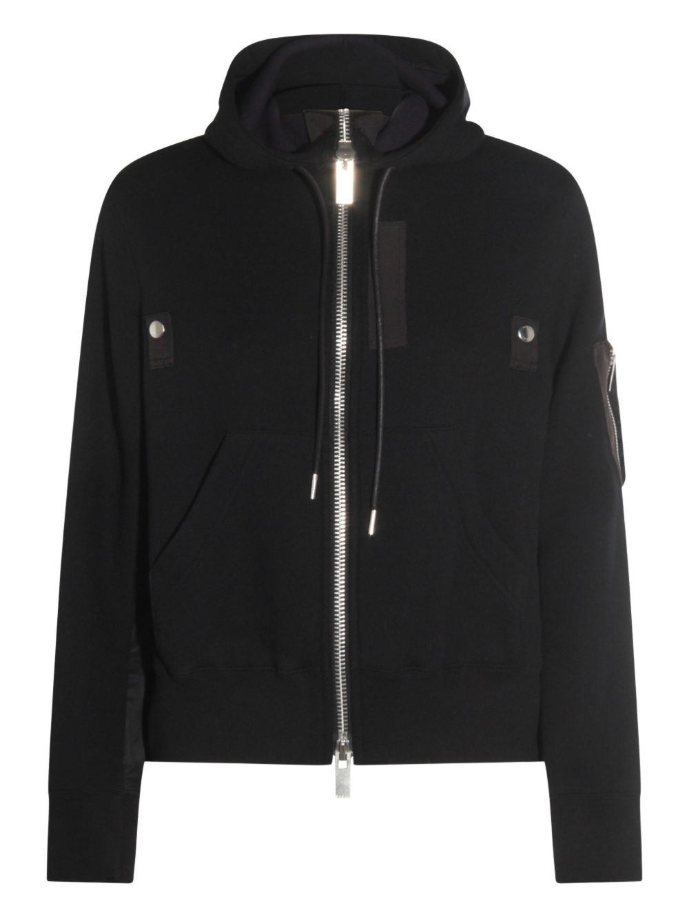 Sacai Cotton And Nylon Hoodie In Black