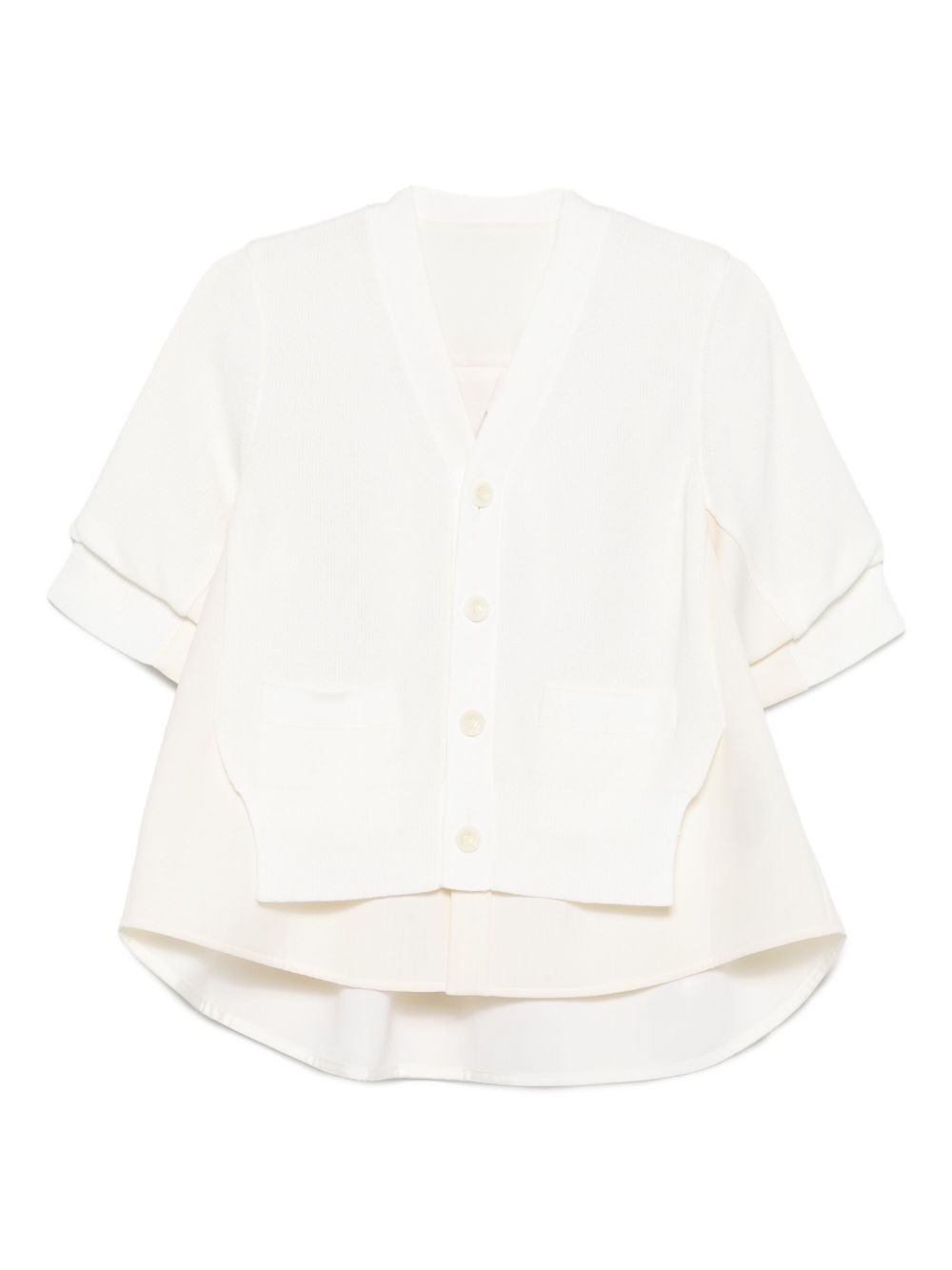 Sacai Cotton Blend Cardigan In White