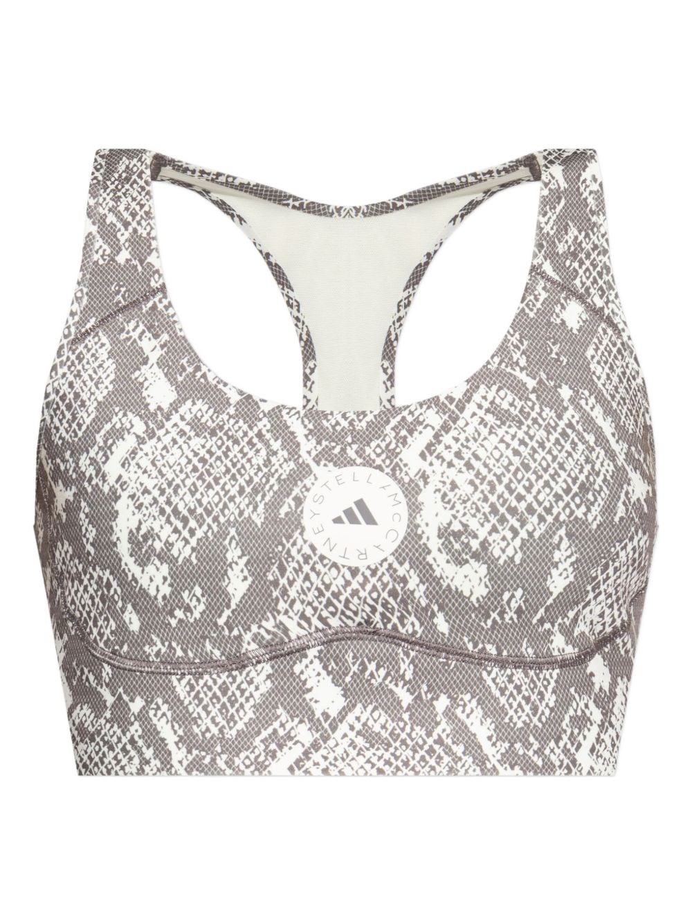 Adidas By Stella Mccartney Printed Gym Bra In Gray